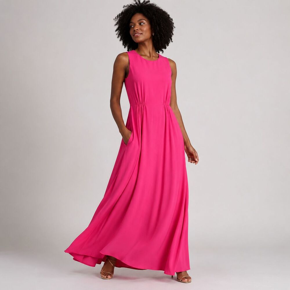 SHOSHANNA Mabrey Maxi Dress Gown Hot Pink sz 2 Flowy Barbie Wedding Guest Bold